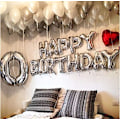 Miniatyrbild 4 av 6: Silver Happy Birthday Ballonger Banner, 40 cm Mylar Folie Bokstäver Skylt Vimpel Återanvändbar för Flickor Pojkar Barn
