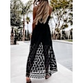 Miniatyrbillede 2 af 4: Sommer Dame Slip Rynket Smock Jumpsuit Kjole V-hals Spaghetti Stropper Rygløs Maxi Høj Lav