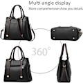Miniatyrbillede 5 af 7: Damehåndtasker, Elegant Tote Bag med Top-Håndtag, Skuldertaske, Patent Læder Håndtaske, Arbejdstaske til Damer Negro