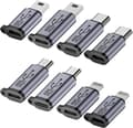 USB C till Micro USB Adapter, Typ C/Micro USB Hona till Lightning Hane Konverterare, Micro USB till USB C Förlängare (8-Pack)