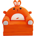Miniatyrbild 1 av 3: IQYU Stiftung Warentest Barnstol, fåtölj, soffa, kudde, plysch, hopfällbar, med ryggstöd, 2 i 1, hopfällbar barnsoffa, (AB, One Size) Raise your hand Orange Rabbit style