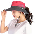 Miniatyrbillede 1 af 6: Sommerhat til kvinder med bred skygge, mesh-kasket, udendørs fiskehatte, UV-beskyttelse, strandhat til kvinder Rojo Claro