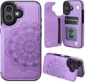 Til iPhone 17 Pro Max etui med kortholder, blomstermagnetknapper beskyttende pung etui til kvinder til iPhone 17 Pro Max, lilla iPhone 17 Pro Max purple iPhone 17 Pro Max