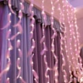 Miniatyrbillede 4 af 6: 300 LED Pink Fjer Lys Kæde med 8 Lysindstillinger Fjernbetjening Romantisk Væg Gardin Dekoration til Bryllup Fødselsdagsfest Soveværelse