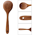 Miniatyrbilde 2 av 5: Suppeøse i tre, tresleiv for non-stick, tresleiv, med sklisikkert håndtak, for suppeøse, suppesil i teak