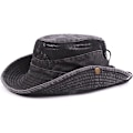 Miniatyrbild 1 av 4: Solhatt i bomull UV-skydd Sommarhattar Strandhatt Safari Boonie Hatt Hopfällbar Fiskehatt med Andningsbart Mesh och Justerbar Hakrem Black
