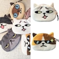Miniatyrbild 2 av 5: Bärbar Förvaringsväska för Hörlurar Tecknad Kattansikte Mönster Plysch Myntbörs Liten Plånbok för Utomhusaktiviteter och Resor angry meow