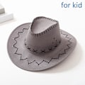 Miniatyrbillede 1 af 5: Western Cowboy Hat til Mænd Kvinder Børn Udendørs Bredskygget Kunstlæder Kasket Gray S