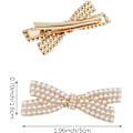 Miniatyrbilde 2 av 3: 5 stk. Hårspenner med perle og sløyfe, Duckbill-hårklyper, gullfarget metallhårspenne, elegante søte hårnåler, hårtilbehør, hodeplagg, stylingverktøy, gaver