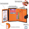 Miniatyrbillede 2 af 4: Læder Trifold Herre Pung - RFID-blokering - 19 Rum - SORT MED ORANGE