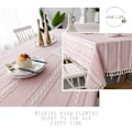 Miniatyrbilde 4 av 4: Duk Rektangulær Bordduk Bomull Lin Dusker Tørk Rengjør Vaskbar Duk Rynkefri for Kjøkken, Spisestue, (140 x 180 cm) Pink-Stripe,