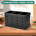 Miniatyrbillede 2 af 4: Bestikholder, rustfrit stål redskabsholder, bestikholder med 3 rum, køkkenredskabsorganisator
