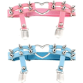 Miniatyrbillede 1 af 5: 2 stk. pink og blå kvinder pige sexet læder hjerte Garter Punk Roc