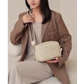 Miniatyrbild 6 av 6: Crossbody-väska för damer, bred rem, medium, svart läder, messenger-väska för damer med justerbar axelrem
