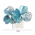 Miniatyrbilde 5 av 5: Brudehårkam i koreansk stil med blomsterdekor, sklisikker design, hårspenne, retro bryllupshodeplagg Blue