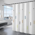Miniatyrbillede 1 af 5: Bruseforhæng Badeværelsesforhæng Vandtæt Polyester Badeforhæng med 12 Kroge til Brusebad og Badeværelse 180x200CM Hvid 180*200