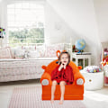 Miniatyrbild 3 av 3: IQYU Stiftung Warentest Barnstol, fåtölj, soffa, kudde, plysch, hopfällbar, med ryggstöd, 2 i 1, hopfällbar barnsoffa, (AB, One Size) Raise your hand Orange Rabbit style