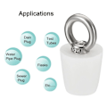 Miniatyrbilde 4 av 5: Konisk Propp Silikon Gummipropp 19mm til 26mm Solid Badekarpropp med Ring, Hvit 2 stk