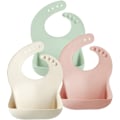 Miniatyrbillede 1 af 5: 3-pak Silikone Hagesmække til Babyer & Småbørn, Vandtætte Baby Hagesmække 6-12-18 måneder til Vænning, BPA-fri Justerbar Baby Spisehagesmæk med Stor Lomme