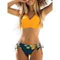 Miniatyrbillede 1 af 4: Dame Bikini Sæt Twist Front Bindebånd Bikini Badedragt Todelt Badetøj