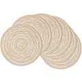 Pikkukuva 1 / 4: 38 cm pyöreät tabletit, 6 kpl, punotut kudotut tabletit, pestävät pöytätabletit, pyöreät lämmönkestävät pöytätabletit, beige