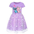 Miniatyrbilde 1 av 3: Jenter Lilo & Stitch Tegneserie Trykk Kjole Tyll Skjørt Bursdagsfest Cosplay Kostyme Purple 9-10 Years