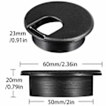 Miniatyrbillede 2 af 5: 10-pak (50 mm/2 tommer monteringshul diameter) Sort skrivebordskabel