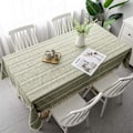 Miniatyrbilde 1 av 4: Duk Rektangulær Bordduk Bomull Lin Dusker Tørk Rengjør Vaskbar Duk Rynkefri for Kjøkken, Spisestue, (140 x 180 cm) Green-Stripe
