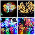 Miniatyrbilde 4 av 4: 7m 50 LED Fargerike Utendørs Solcelle Lyslenker, Vanntette Lyslenker med Kirsebærblomstform, 8 Moduser Hagelys