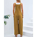 Miniatyrbillede 3 af 4: Linnedbukser til kvinder UK Wide Leg Jumpsuit med lomme Loose Fit Playsuits Sommer Boho Romper Ærmeløs Stroptop Overalls Yellow