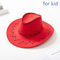 Miniatyrbillede 1 af 5: Western Cowboy Hat til Mænd Kvinder Børn Udendørs Bredskygget Kunstlæder Kasket Red S