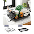 Miniatyrbild 4 av 4: Diskställ - Utrymmesbesparande diskställ, diskställ för köksbänk, diskställ i rostfritt stål med bestickhållare, Stor, Svart