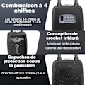 Miniatyrbild 4 av 6: BYONDSELF® Nyckellåda, 12×9×4cm, Väggmonterad, Aluminiumlegering, med Krok, 4-siffrig Mekanisk Kombination, Vattentät Black II