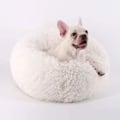 Miniatyrbillede 2 af 4: Hunde Kat Seng Rund Kattekurv Ekstra Blød Plys Komfortabel Sød Kæledyrsrede Dyb Søvn Kæledyr White Style 1