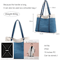 Miniatyrbilde 4 av 5: Tote Bag for Kvinner Stor Canvas Skulderveske for Reise Arbeid Håndveske Multi Lommer