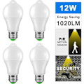 Miniatyrbillede 1 af 4: 4 stk. LED-pære - Uspecificeret - E27 - 12W - 3000K - Lyssensor og PIR