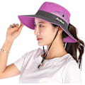 Miniatyrbild 1 av 6: Sommarhatt för kvinnor, bredbrättad meshkeps, utomhusfiskehattar, UV-skydd, strandhatt för kvinnor Purple
