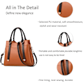Miniatyrbillede 6 af 7: Damehåndtasker, Elegant Tote Bag med Top-Håndtag, Skuldertaske, Patent Læder Håndtaske, Arbejdstaske til Damer Naranja oscuro