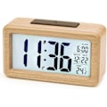 Miniatyrbild 1 av 4: Digital Väckarklocka, Trä Sängklocka med Stor LCD Bakgrundsbelyst Display, Temperatur, Snooze-funktion, Ljussensor 【Batteri INGÅR EJ】