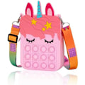 Miniatyrbillede 1 af 5: (Pink) Piger Enhjørning Pung, Børns Enhjørning Crossbody Taske Regnbue Sød Tryk Møntpung Vedhæng Mini Taske, Silikone Crossbody B