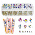 Miniatyrbild 1 av 3: 1 lådor flerfärgade nagelstrass med fint glitterkit, olika former nagelstenar med S4-S16 flatback Rou