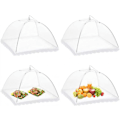 Miniatyrbilde 1 av 7: 4 stk. 45 cm Mesh Matbeskyttere Mesh Gjenbrukbare Sammenleggbare Hvite Paraplytelt Krypterte Skjermnettbeskyttere