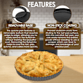 Miniatyrbilde 2 av 5: Tarteform, 9 tommer karbonstål Quiche med avtakbar bunn, Non-Stick, Riflet, 9,5 tommer øvre diameter, 9 tommer nedre diameter, Svart