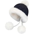 Miniatyrbild 1 av 7: (Svart) Dam Peruvian Vinter Pom Pom Beanie Öronmuffar Sherpa Fleece Foder Snö Varm Skalle Mössa Jul