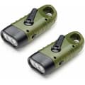 Laddningsbar Sollampa (2-pack), LED Nödljus Dynamokranka