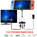 Miniatyrbillede 2 af 6: Bærbar Switch Dock til Nintendo Switch HDMI Adapter (Sort og Hvid), Rejse Dock 3-I-1 Switch Docking Station Switch USB C til HDMI