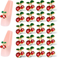 Pikkukuva 1 / 5: 20 kpl 3D Kirsikka Kynsikoristeet Punaiset, Kawaii Kynsistrassit Taide DIY Kristallikynsi Jalokivet Mallit Kynsikorut