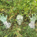 Pikkukuva 2 / 6: Halloween Zombie Kasvot ja Kädet Nurmikkoon Kiinnitettävät Koristeet, Parhaat Ulkokalmistokoristeet Halloweeniin