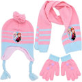 Miniatyrbild 1 av 5: Frozen Hatt, Halsduk och Vantar Set - Varm Fleece Stickad Mössa för Bebis
