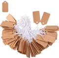 100 st 22*35mm Kraftpapper Prislappar, Presentlappar med Elastisk Hängsnöre för Smycken Present Hänglappar